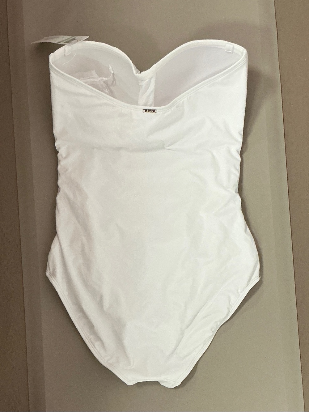 Anne Cole White Strapless Ruched One-Piece Swimsuit - Picture 2 of 2
